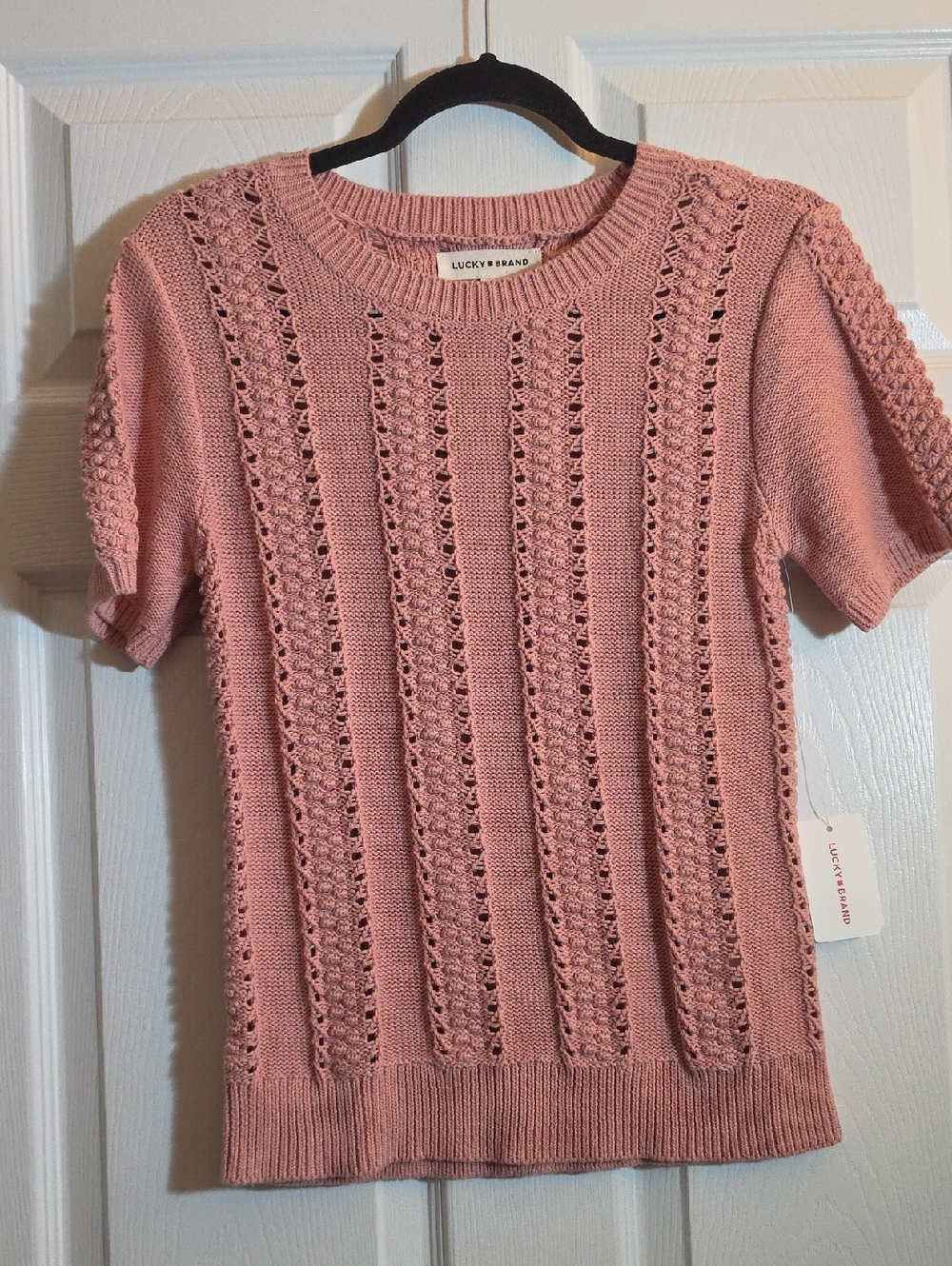 Lucky Brand Dusty Rose Short Sleeve Knit Top